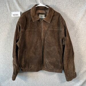 Pacific Trail Bomber Jacket Mens L Brown Good Suede Full Zip Outdoor Wear